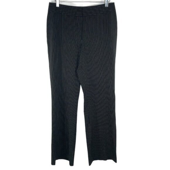 Worthington Wide Leg Trouser Dress Pant Women Size 8 Black Pin Stripe - Picture 2 of 4